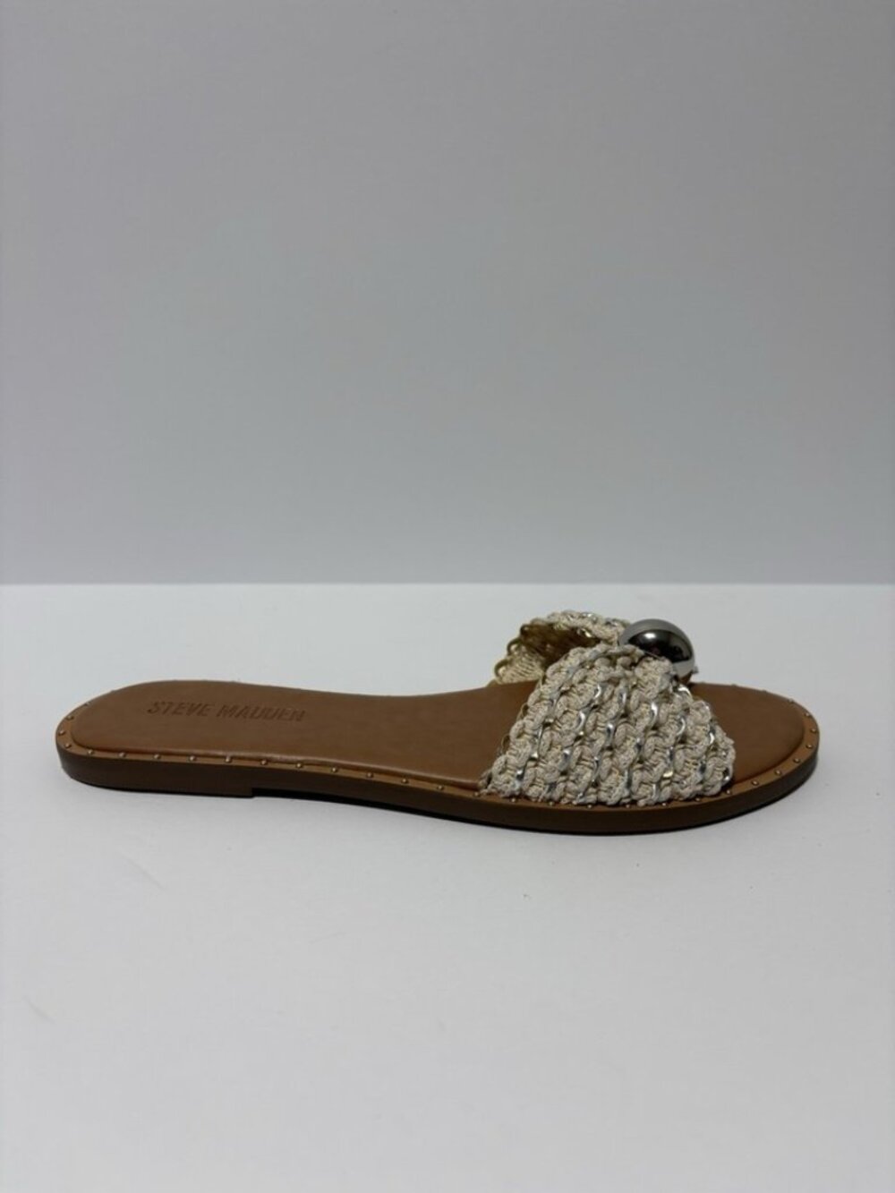 Steve Madden Women’s Dipsy Slide Sandals Beige/Metal, Size 9 M